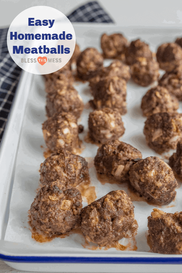 Homemade meatballs made with ground beef, bread crumbs, and just a few other simple ingredients that come together to make one delicious flavor filled meatball.