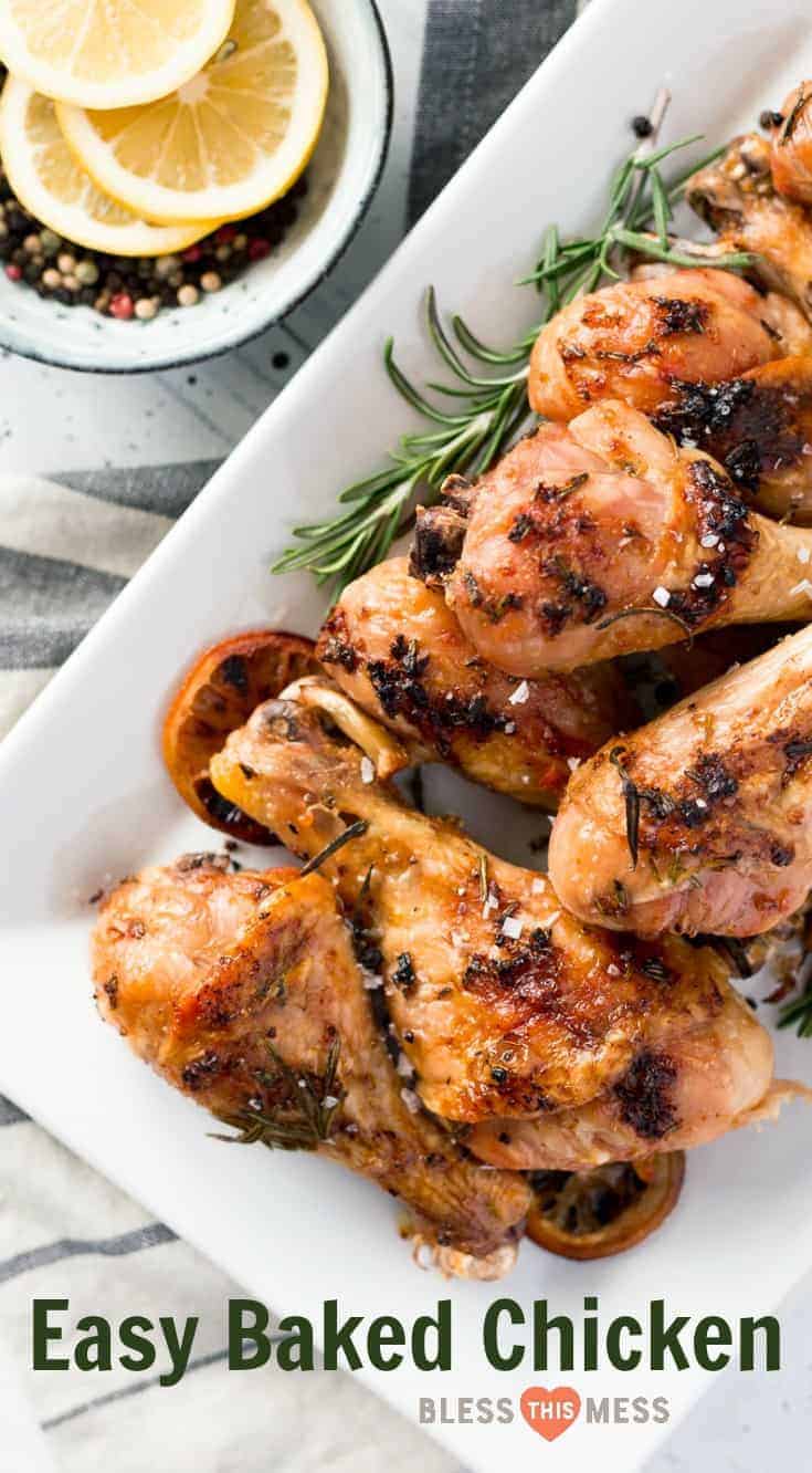Simple Oven Roasted Chicken Drumsticks made with butter, garlic, herbs, and more. This simple dish will be on the dinner in 40 minutes or less! 