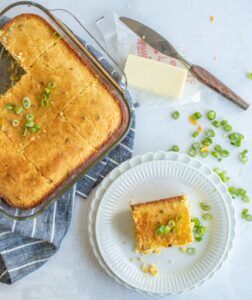Homemade Cornbread with Cheese and Green Onions