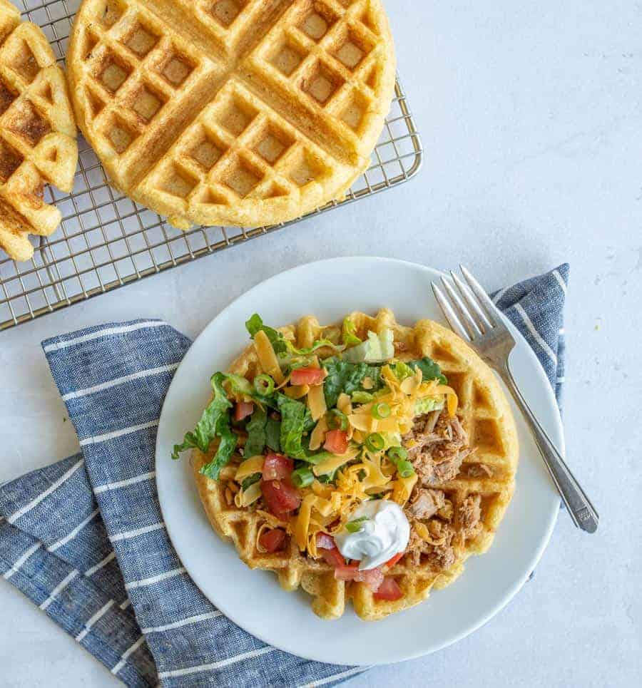 Easy Taco Topped Cornbread Waffles