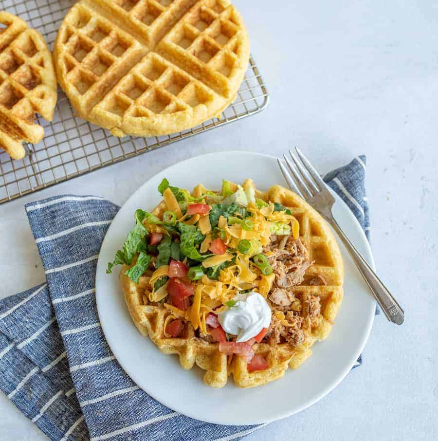 Taco Topped Cornbread Waffles