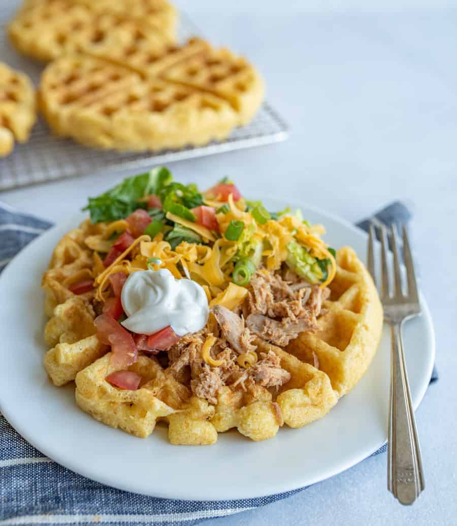 The Best Taco Topped Cornbread Waffles