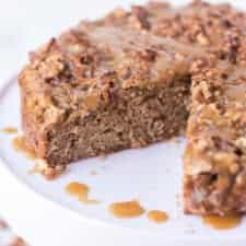 Old Fashioned Oatmeal Cake with missing slice