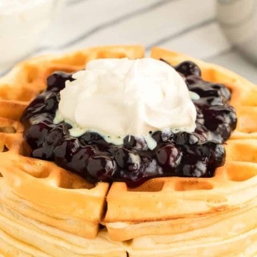 My mom's blueberry topping for waffles, pancakes, or ice cream (or anything else your heart desires!) is so fun, fresh, and sweet, making it the perfect addition to so many breakfast and dessert favorites!