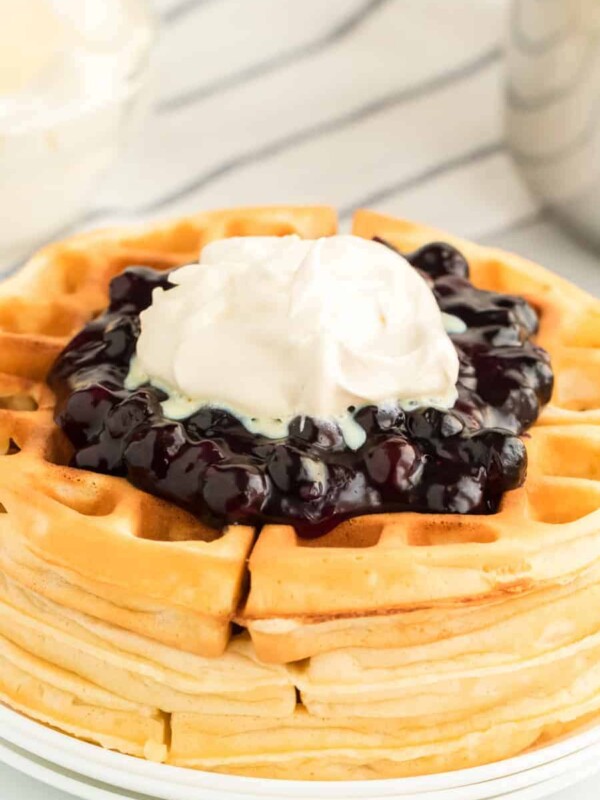My mom's blueberry topping for waffles, pancakes, or ice cream (or anything else your heart desires!) is so fun, fresh, and sweet, making it the perfect addition to so many breakfast and dessert favorites!
