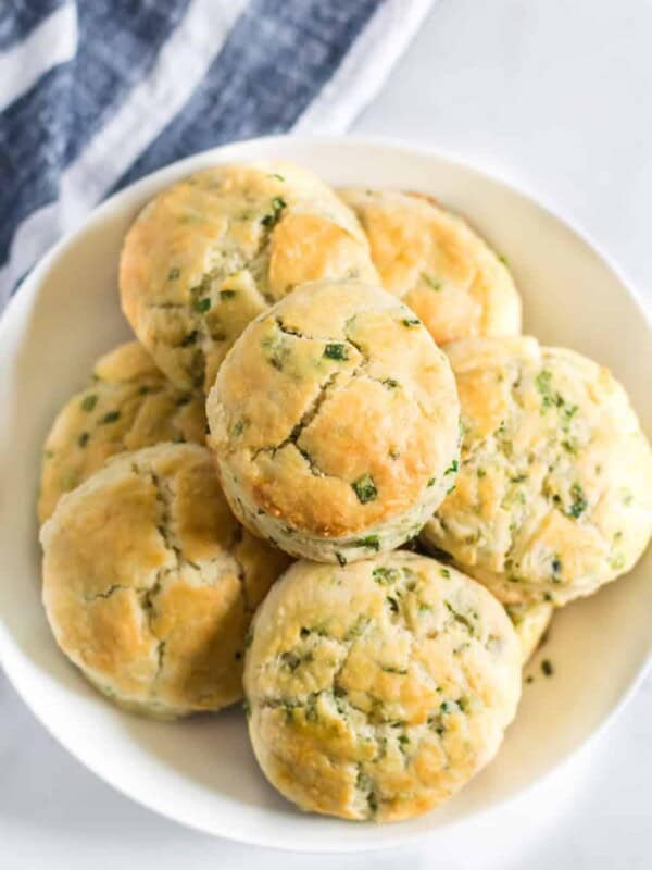 Buttery and flakey, Homemade Chive Biscuits melt in your mouth and have a just-perfect, subtle oniony taste that goes great with any meal of the day.