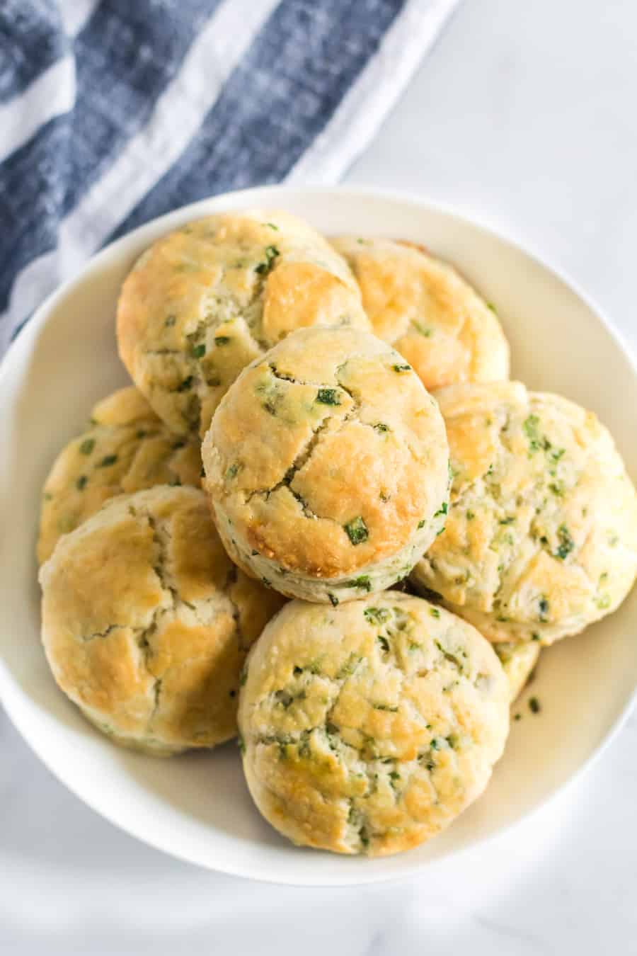 Buttery and flakey, Homemade Chive Biscuits melt in your mouth and have a just-perfect, subtle oniony taste that goes great with any meal of the day.