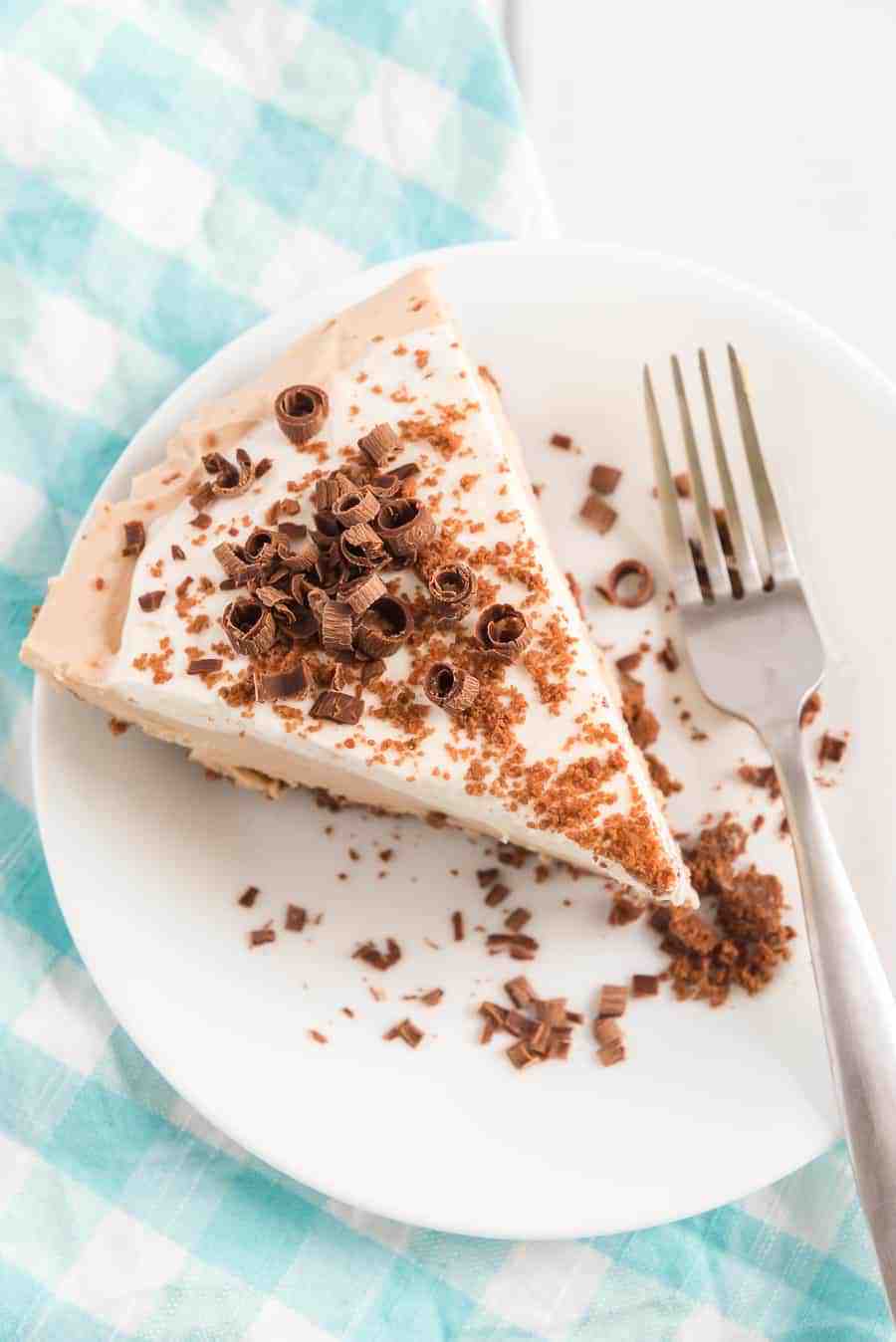 top view of sliced pie on white plate