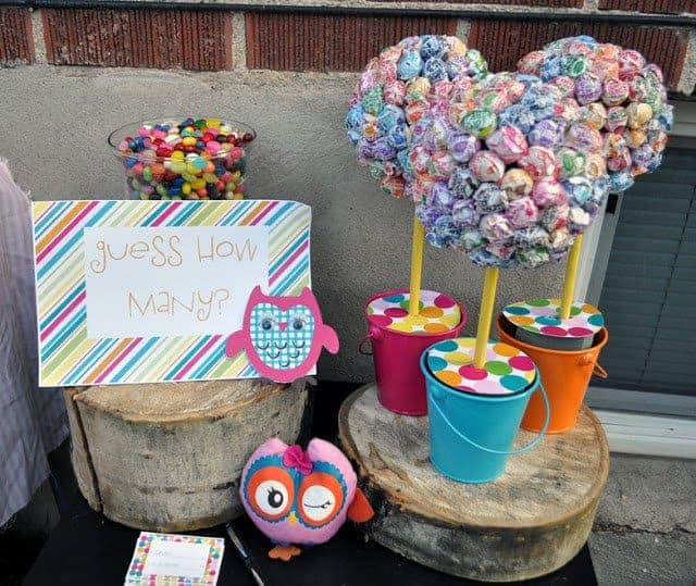Owl-themed party games with candy