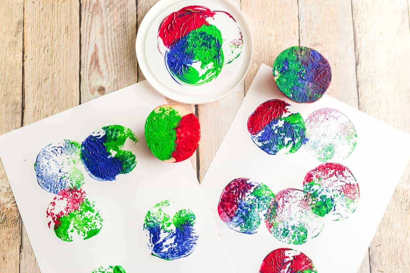 Apple Stamp Art Image of Apple Stamp Art.