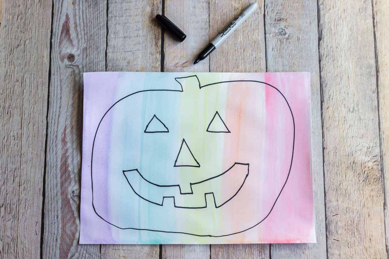 Image of a Rainbow Pumpkin Painting in Progress