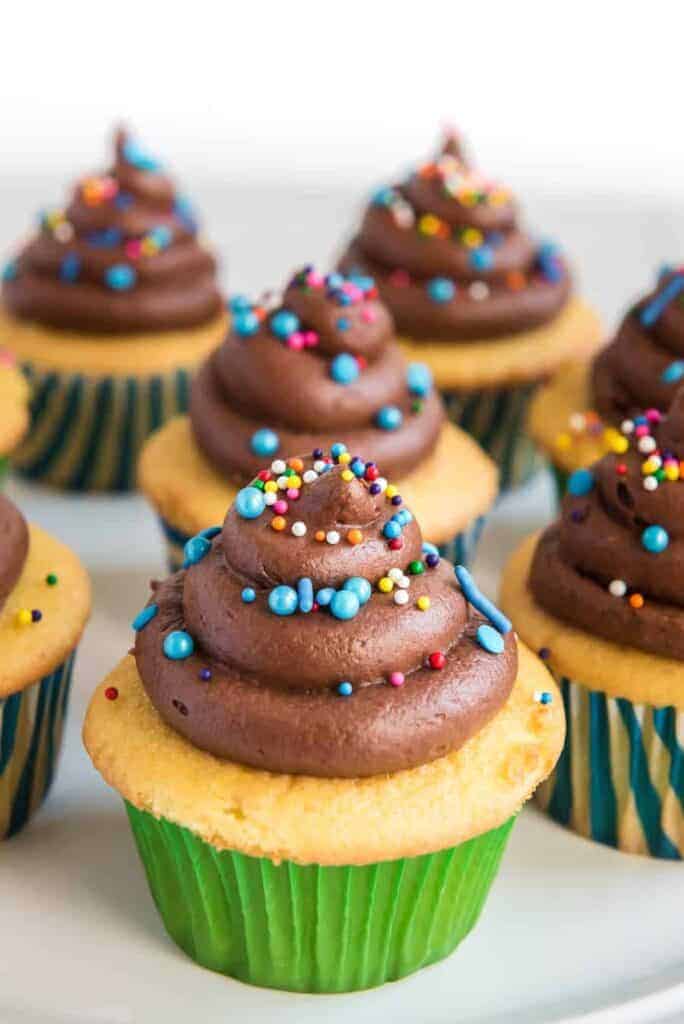 Vanilla cupcakes with chocolate buttercream frosting