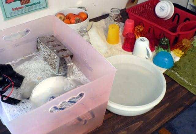 kitchen sink and dishes