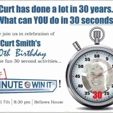 Minute to Win it 30th Birthday Party