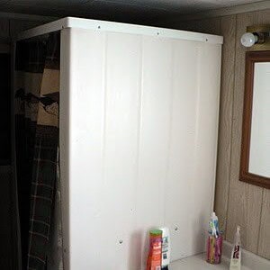 shower with a curtain