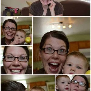 photo collage of Melissa and the baby