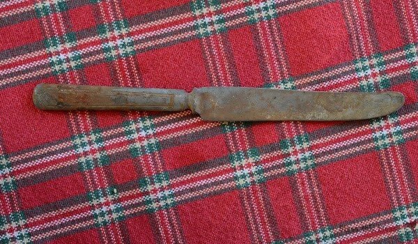 found this old butter knife in the wall of our home reno
