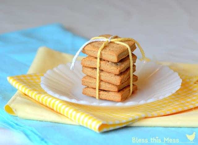 homemade ghram crackers in a nice little stack tied with a bow