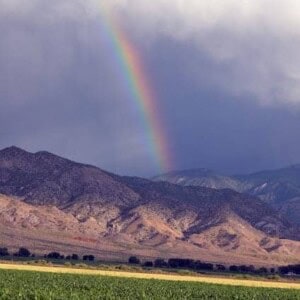 rainbow over the mountains in southern utah