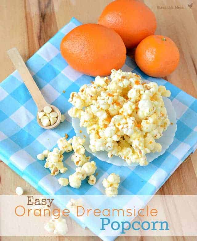 Orange Dreamsicle Popcorn with words