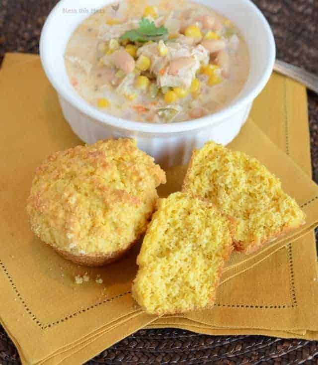 If corn bread and a typical muffin had a baby it would be the corn muffin. Light, fluffy and corny! We love them with honey as a side to soup.