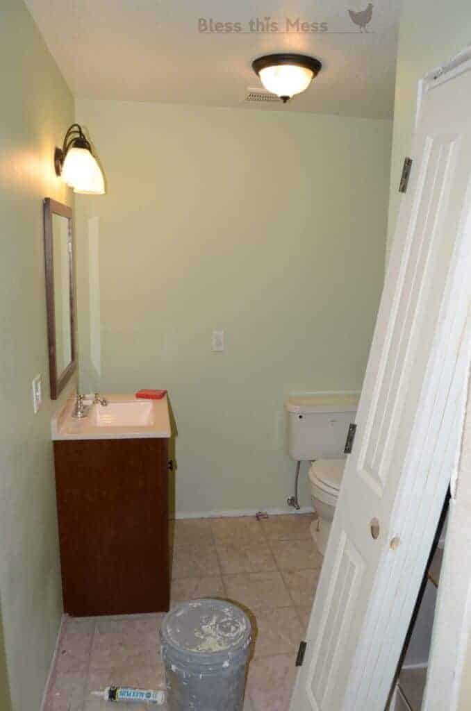 new paint bathroom, bathroom makeover, how to add a light fixture