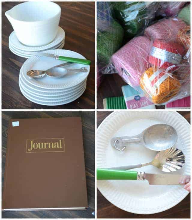 thrift store finds journal, white dishes and more