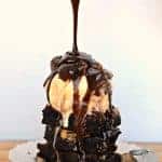 Chocolate peanut butter brownies & vanilla ice cream drenched in a homemade peanut butter hot fudge sauce.