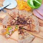Ham and cheese quesadilla cut into eighths
