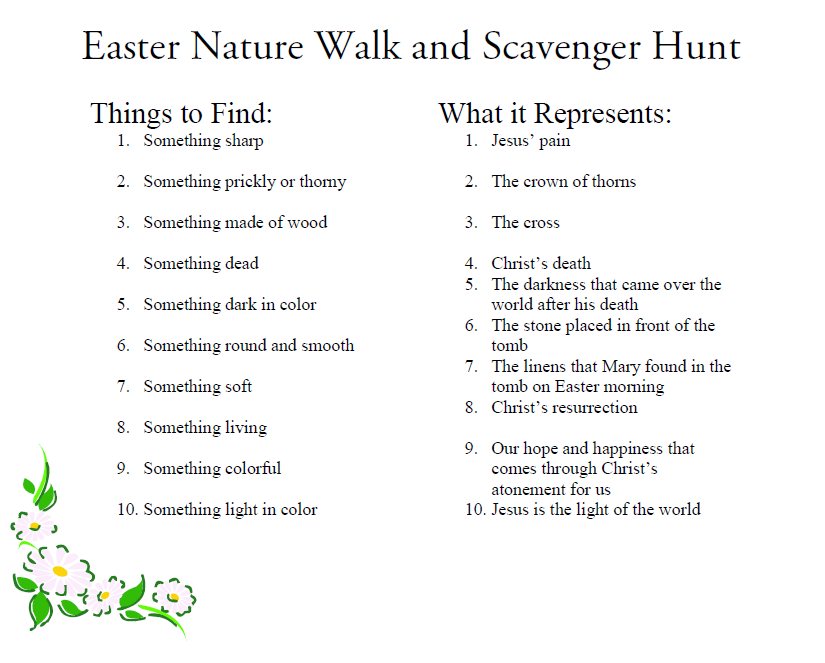 Easter Scavenger hunt for kids, Christian Easter scavenger hunt, Easter nature walk, Easter hunt, 