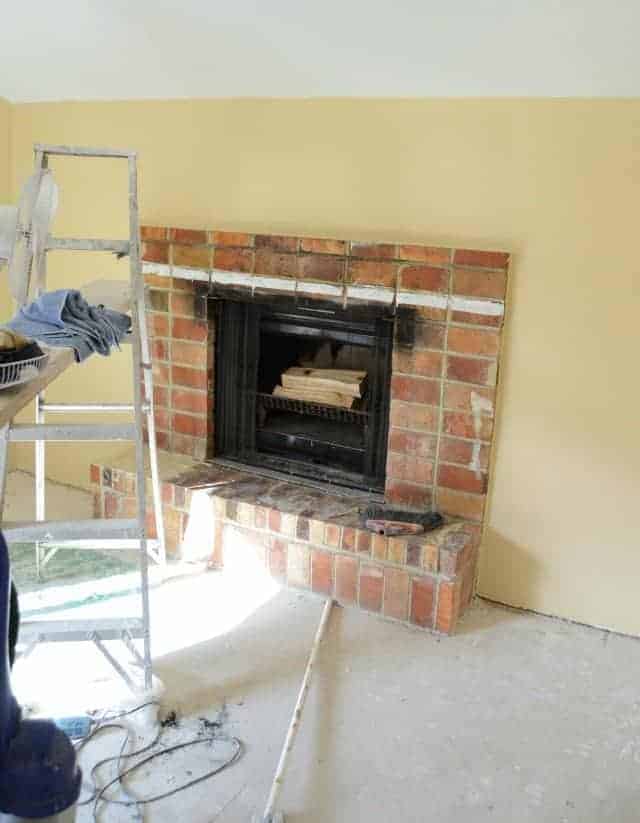 house remodel painting fireplace