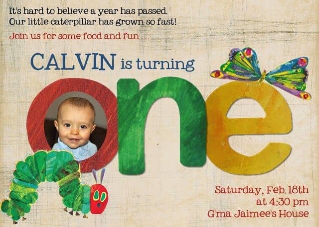 Very hungry caterpillar party invitation