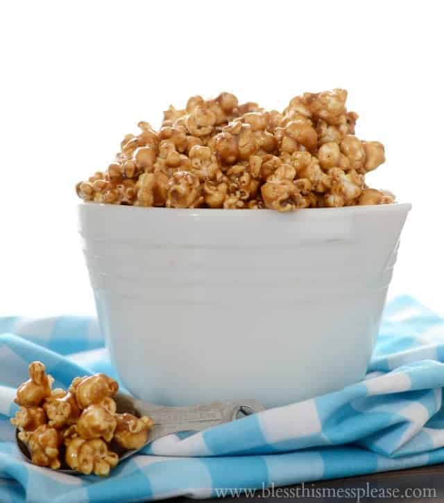 karamel popcorn recept, kookplaat karamel maïs recept, gemakkelijk karamel maïs, karamel maïs met maïssiroop