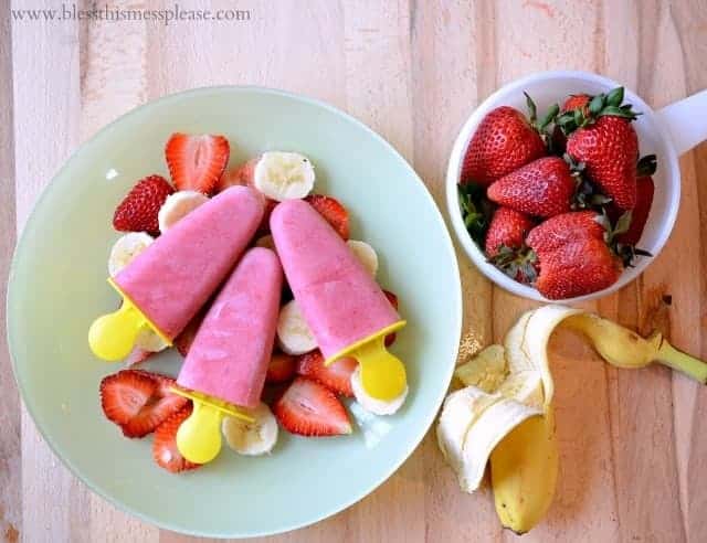 Image of Strawberry Banana Popsicles