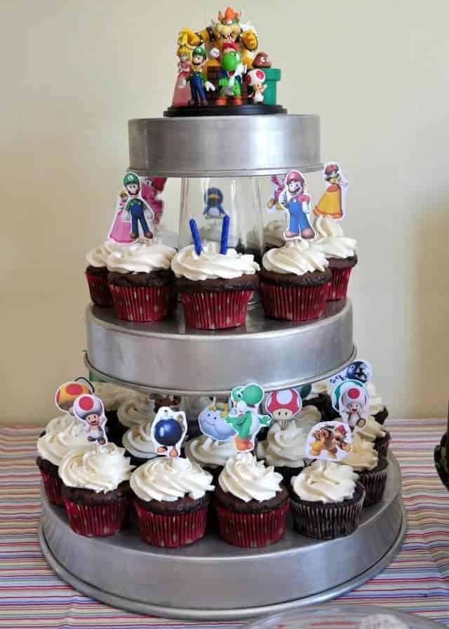 cupcakes with Mario cupcake toppers