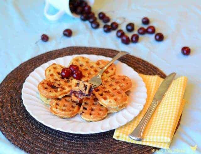 Whole Wheat waffles with sweet cherries1