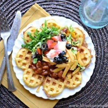 Cornbread Waffles with Chili - 15 Minute Dinner Idea