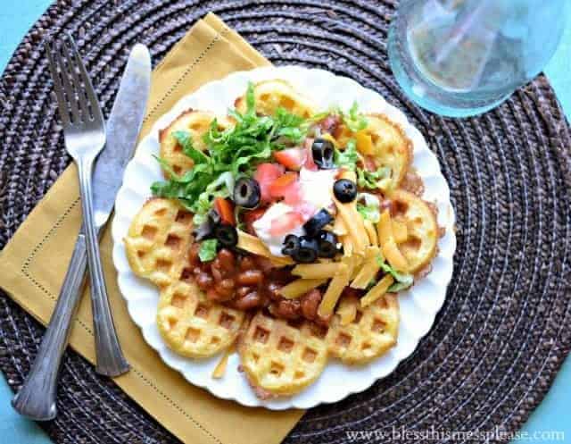 corn bread waffles with chili a 15 minute meal