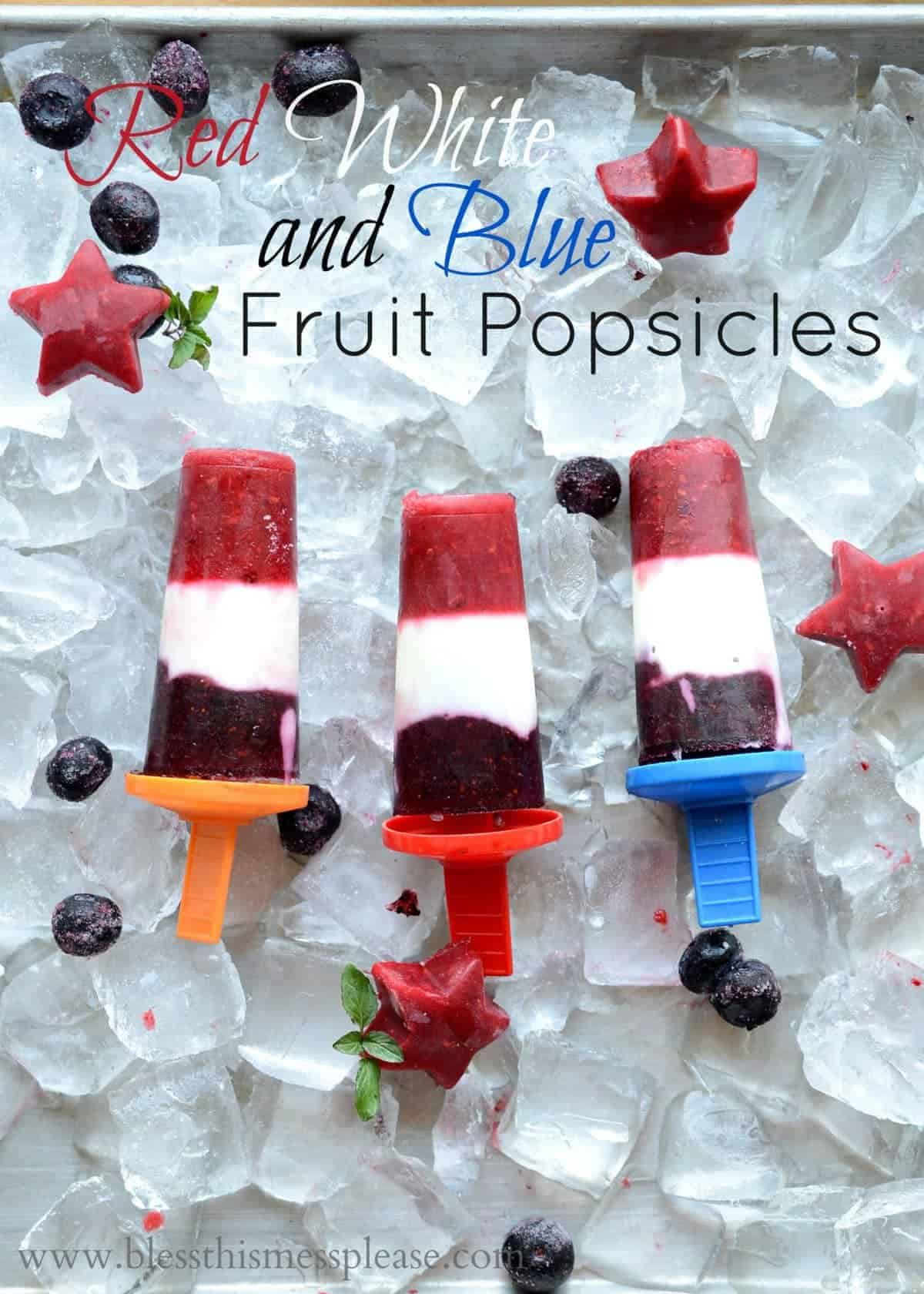 Red White and Blue Popsicles - Only 3 ingredients
