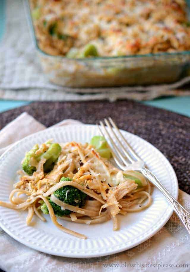 healthy tetrazzini with chicken and broccoli