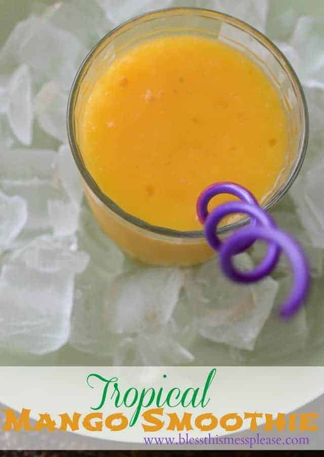 tropical mango smoothie with pineapple and banana, Healthy Tropical Smoothie