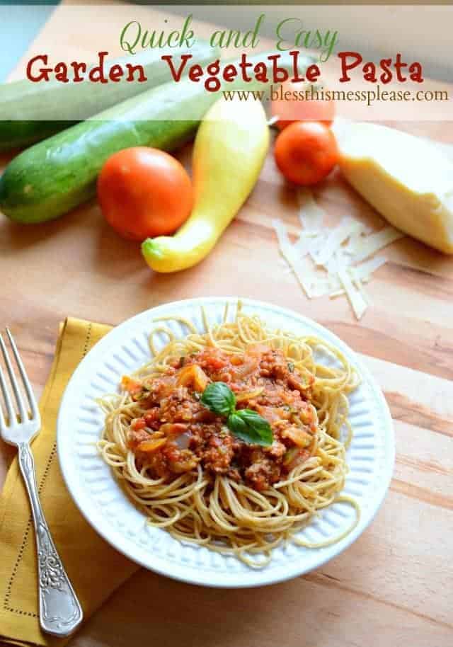 Garden vegetable pasta dish