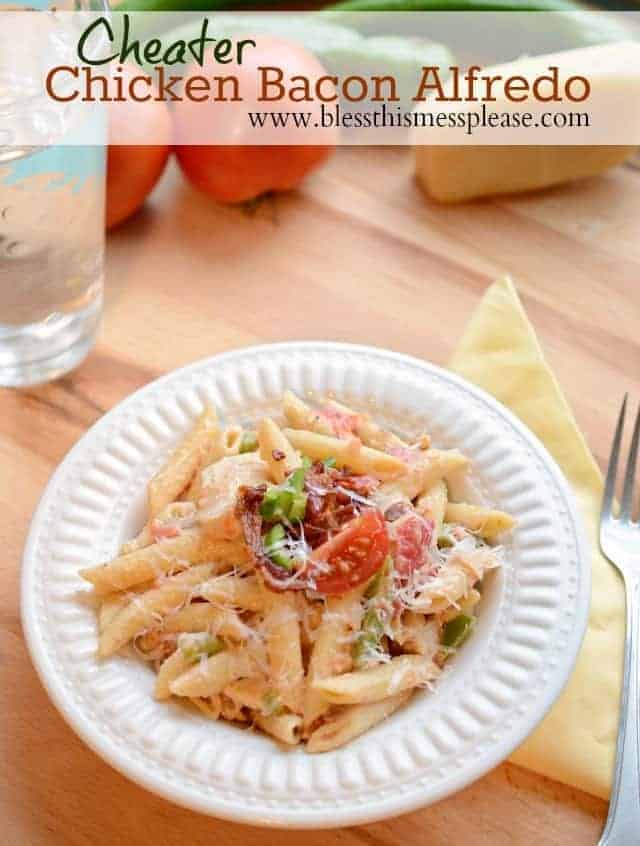 Quick and easy Alfredo Chicken and Bacon Pasta done in 30 minutes or less