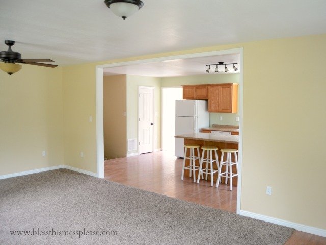 kitchen from living room, open floor plans