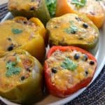 Plate of slow cooker stuffed bell peppers