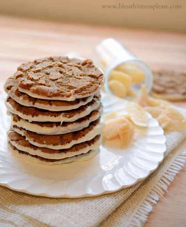 Image of White Chocolate Ginger Cookies, Stacked