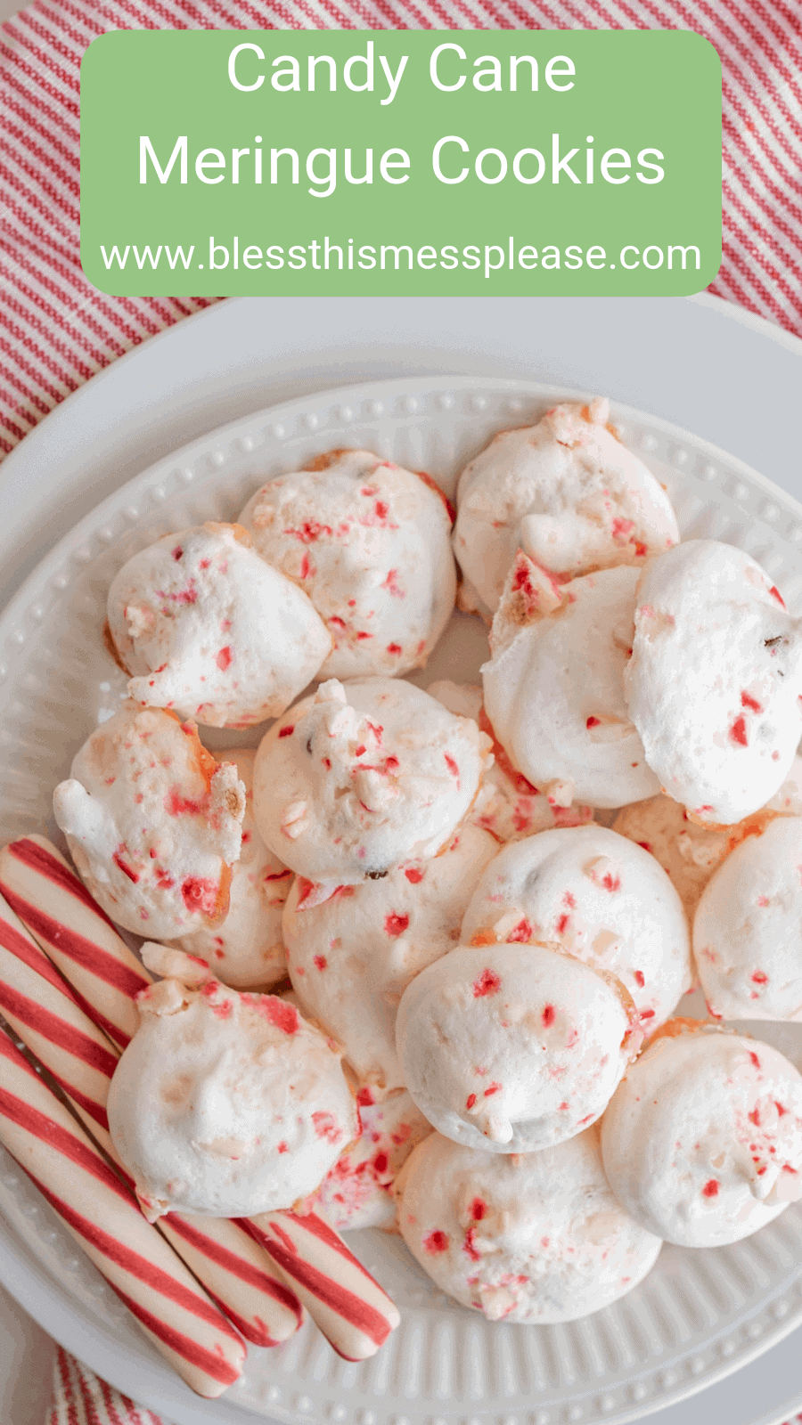 Crunchy and sweet with the perfect balance of chocolate and peppermint, candy cane meringue cookies are the best cookie to make your holiday season more festive and sweet. 