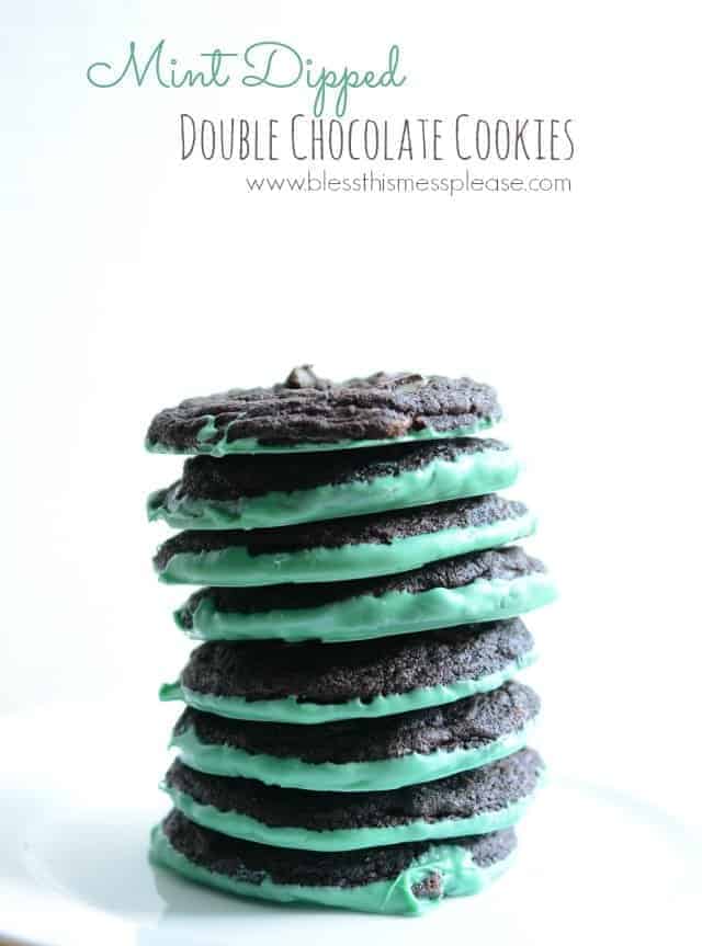 Amazing Mint Dipped Double Chocolate Cookies from www.blessthismessplease.com mint chocolate cookies