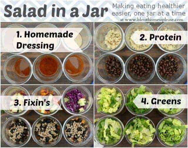 How to whip up those salads in a jar (the do and don't) from www.blessthismessplease.com
