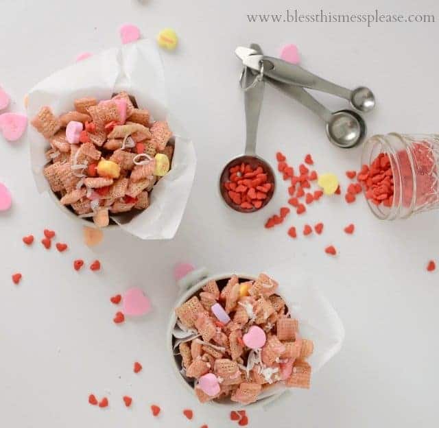 Queen of Hearts Pink Chex Mix from www.blessthismessplease.com